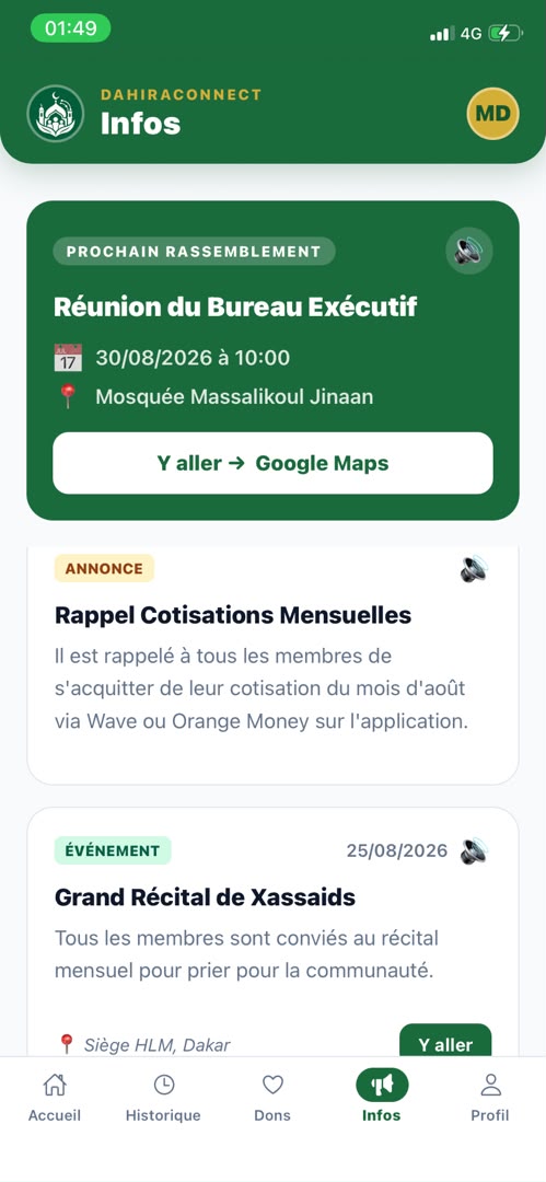 DahiraConnect - Transparence financière